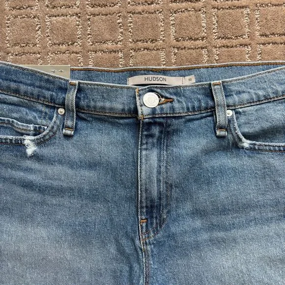Hudson Gemma Jean Short Womens 30 Cut Off Mid Rise Cotton Stretch Blue Denim NWT - Picture 2 of 7
